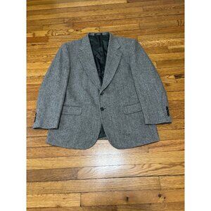 Towncraft Mens Blazer Jacket Size 42S Gray Tweed Herringbone 2 Button Sport Coat